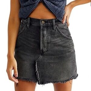 Free People Brea Cutoff Mini Skirt Faded Black Size 0/25